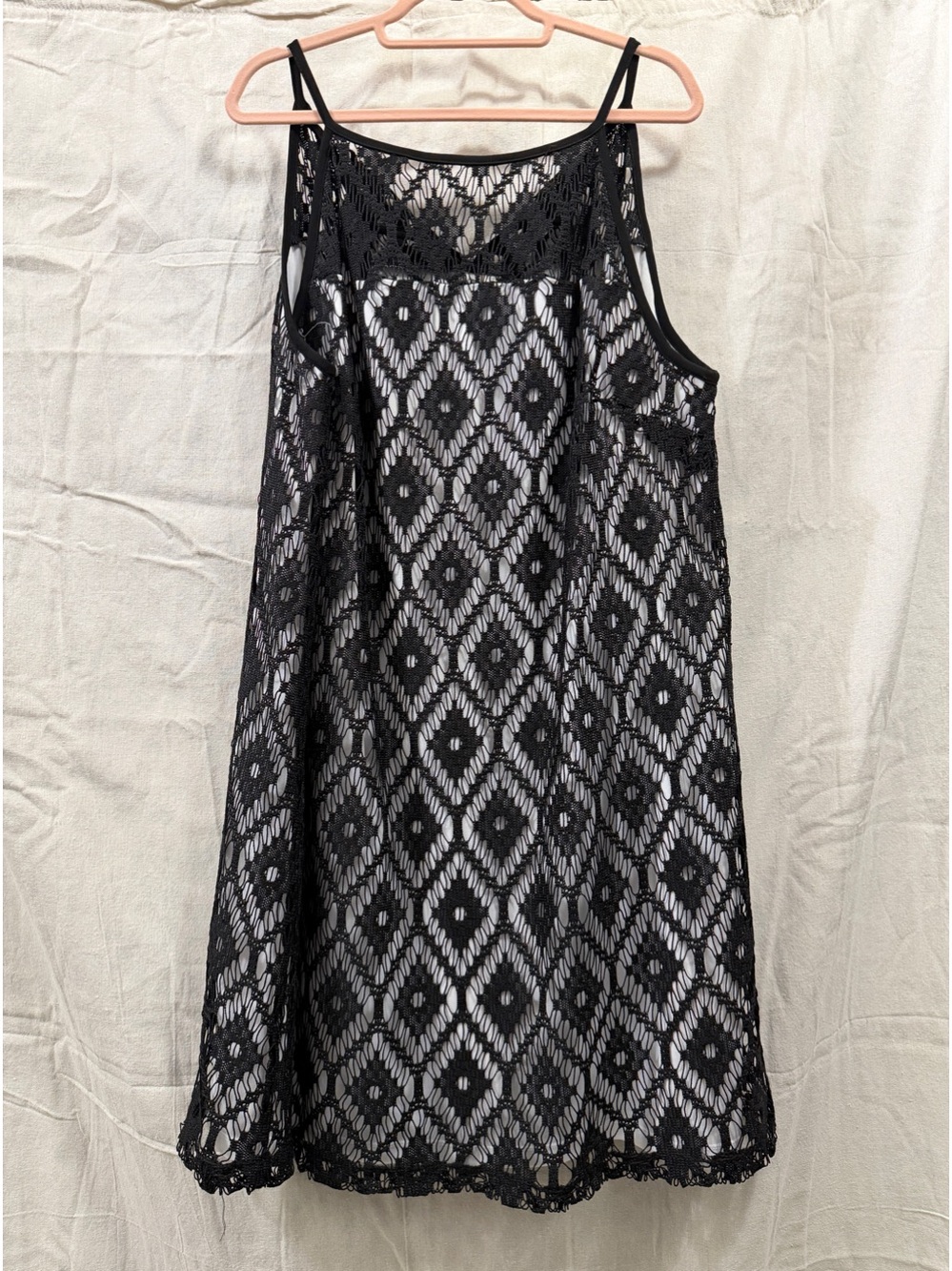 Black Diamond Lace Overlay Slip Dress